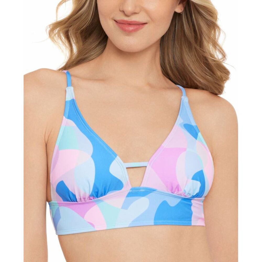 Salt + Cove Juniors' Printed Front-Tab Bikini Top